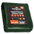 Tarpco Safety 30 ft x 0.5 mm H x 20 ft W Heavy Duty 14 Mil Tarp, Green/Black, Polyethylene TS-103-20X30